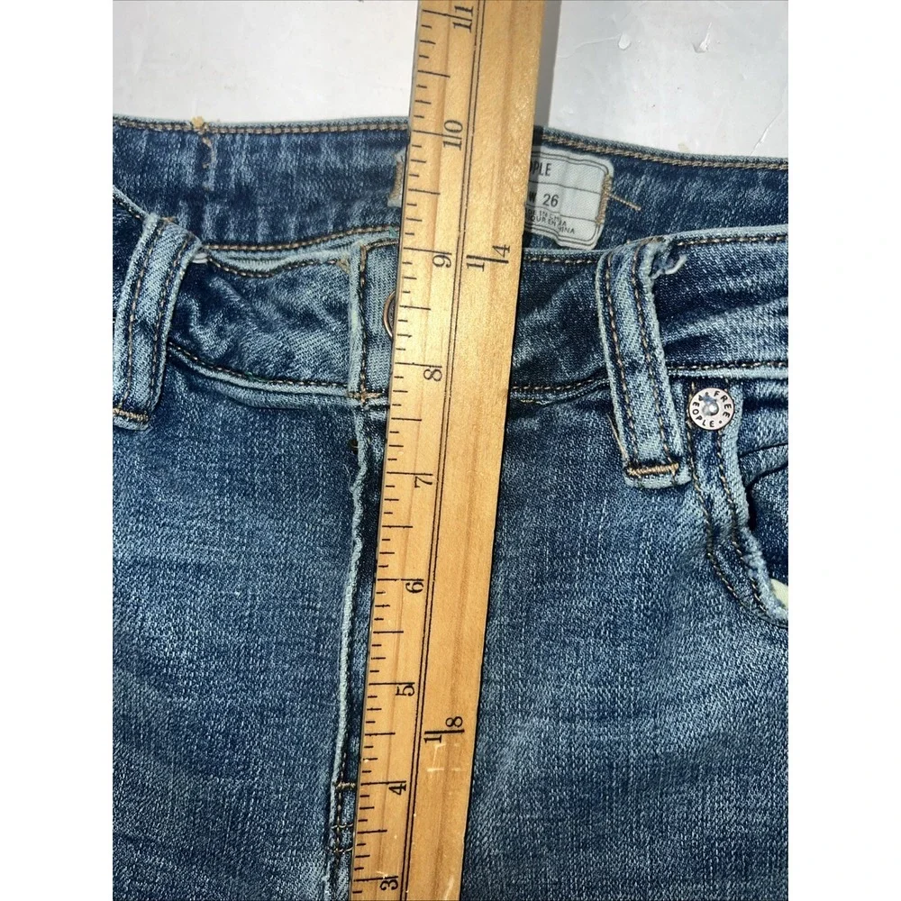 Free People Women's Raw Hem Studded Flare Blue Jeans Size 26